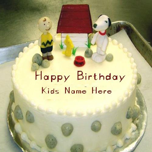 cartoon birthday cake for kids with name