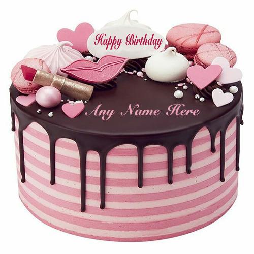 Nice Round Pink Color Birthday Cake With Name - Birthday Cake With Name