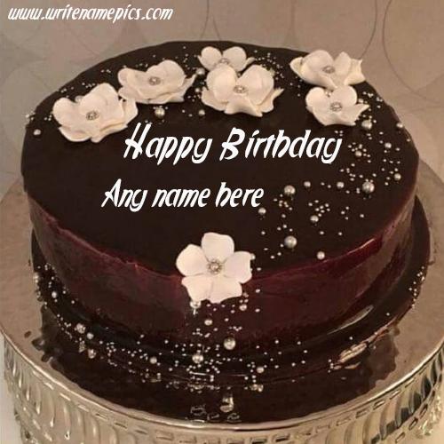 Online Write Name On Round Shape Chocolate Pink Designer Cake