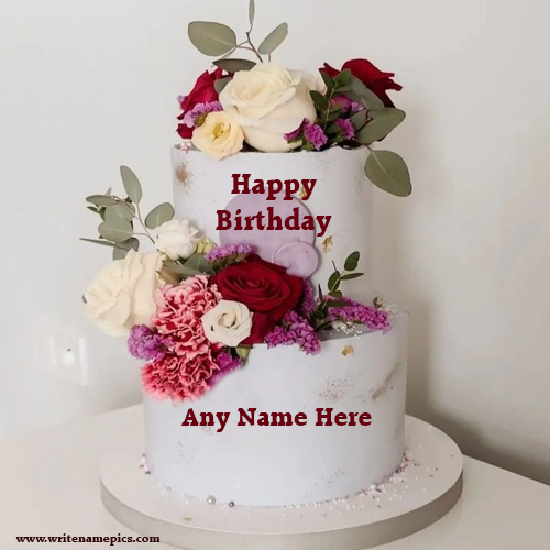 Colorful flower decoration cake featuring personalized name into it