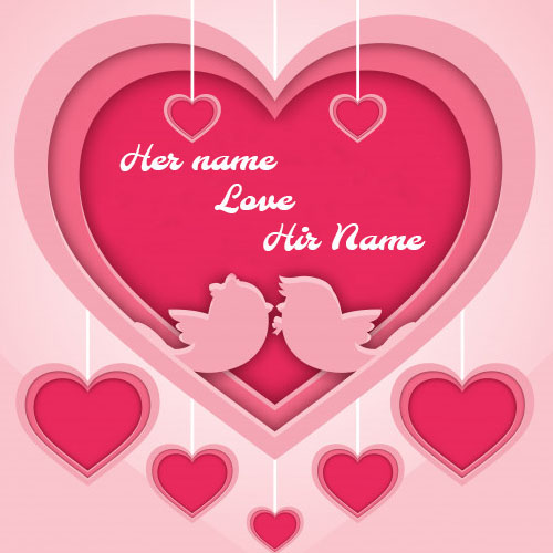 beautiful pink romantic heart love card with name